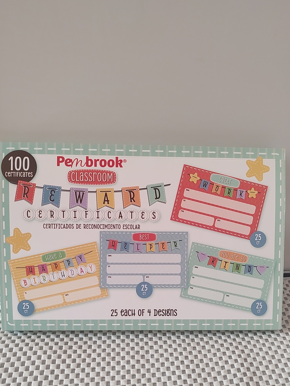 100 Reward Certificates Back To School PemBrook Classroom 25 each of 4 designs
